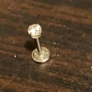 Elegant Single Sterling Silver Stud Diamond Earring